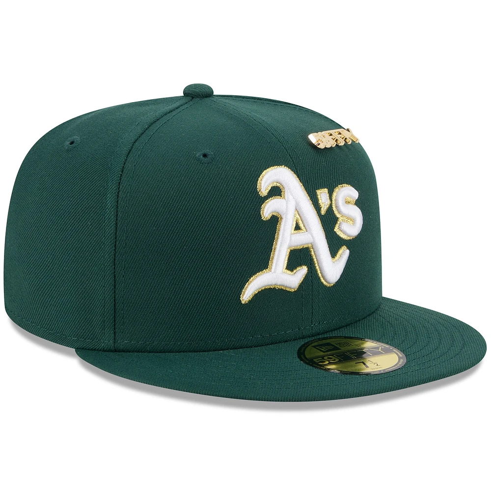 Casquette ajustée New Era Athletics 2025 59FIFTY Day vert foncé pour homme avec épingles