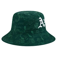 Bob d'entraînement de printemps New Era vert foncé Athletics 2025 pour homme, imprimé intégral
