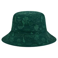Bob d'entraînement de printemps New Era vert foncé Athletics 2025 pour homme, imprimé intégral