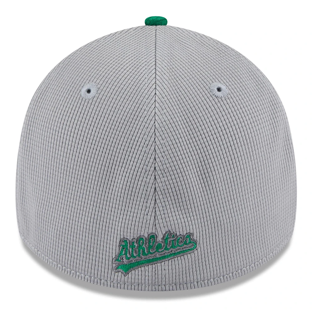 Men's New Era  Gray/Green Athletics 2025 Batting Practice 39THIRTY Flex Hat