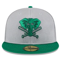 Men's New Era  Gray/Green Athletics 2025 Batting Practice 59FIFTY Fitted Hat