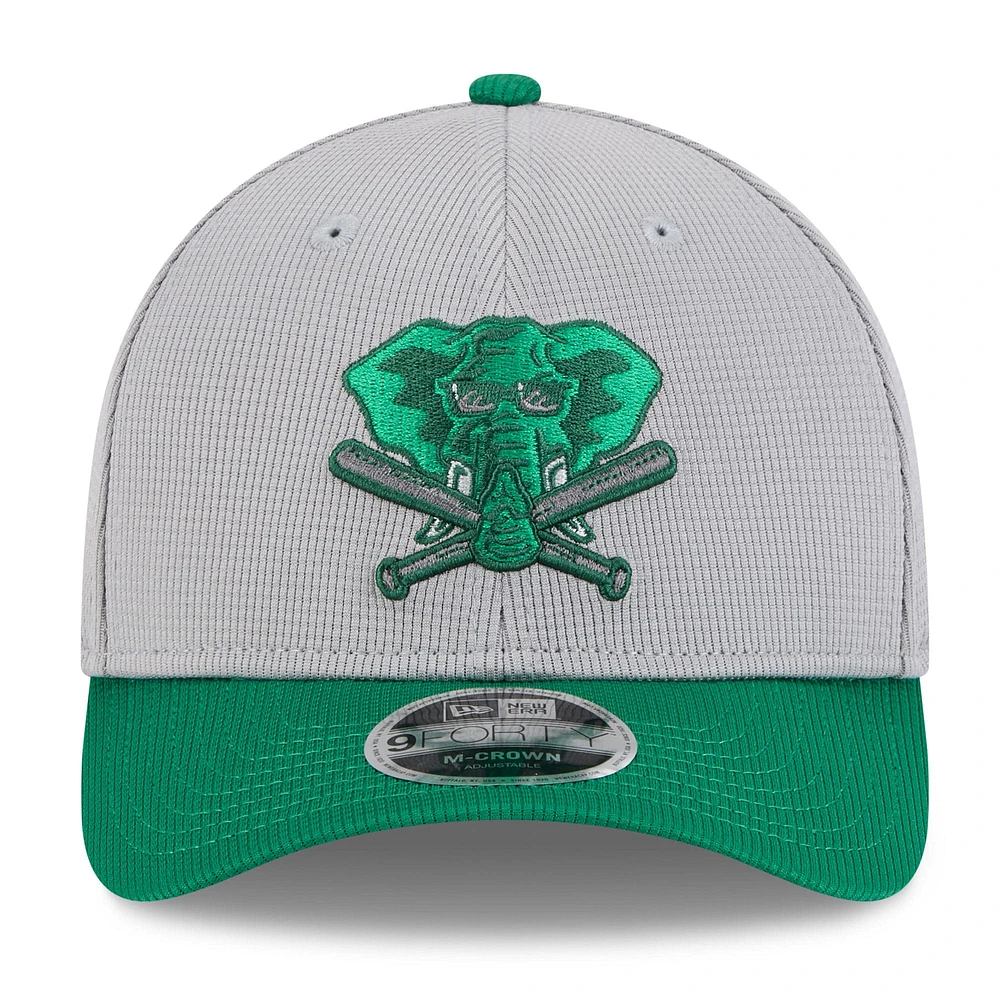 Men's New Era  Gray/Green Athletics 2025 Batting Practice 9FORTY M-Crown Adjustable Hat