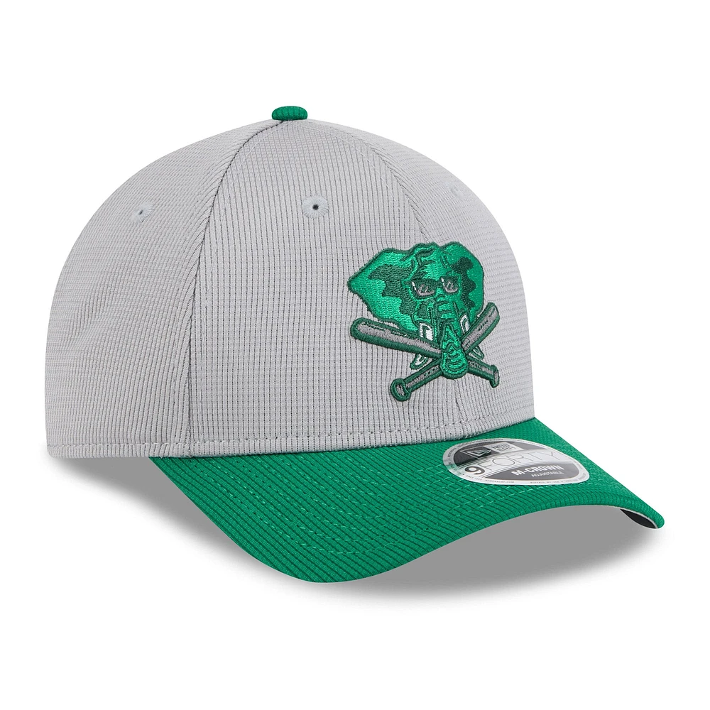 Men's New Era  Gray/Green Athletics 2025 Batting Practice 9FORTY M-Crown Adjustable Hat