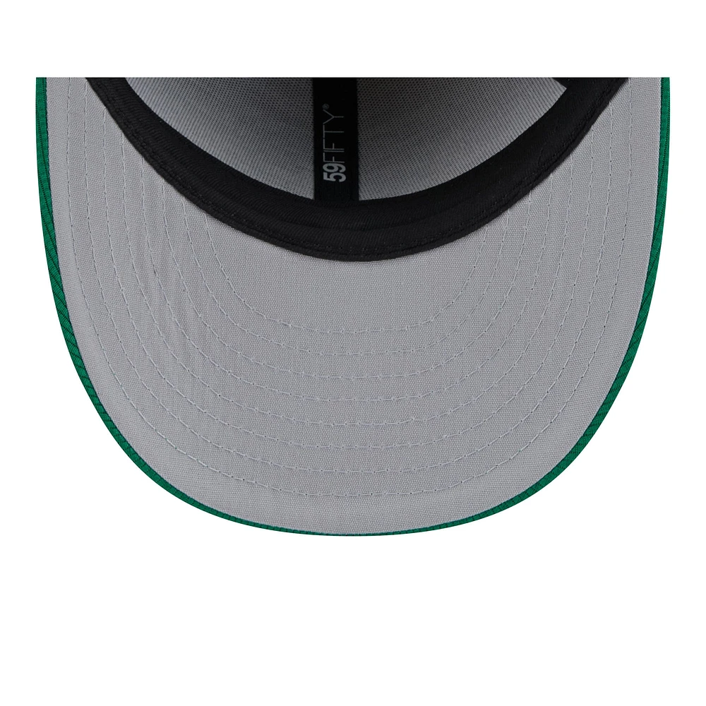 Casquette d'entraînement au bâton à profil bas 59FIFTY Athletics 2025 de New Era pour homme, gris/vert