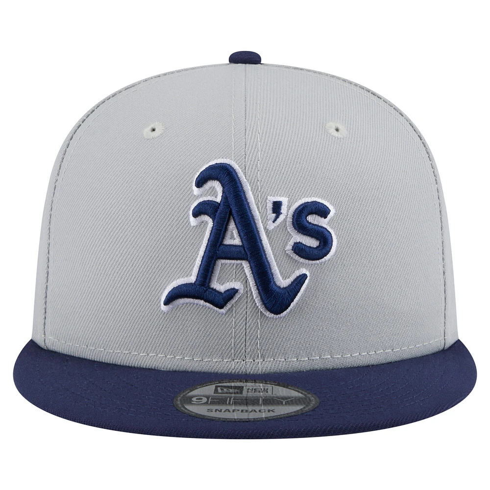 Men's New Era Gray/Navy Athletics 2-Tone Color Pack 9FIFTY Snapback Hat
