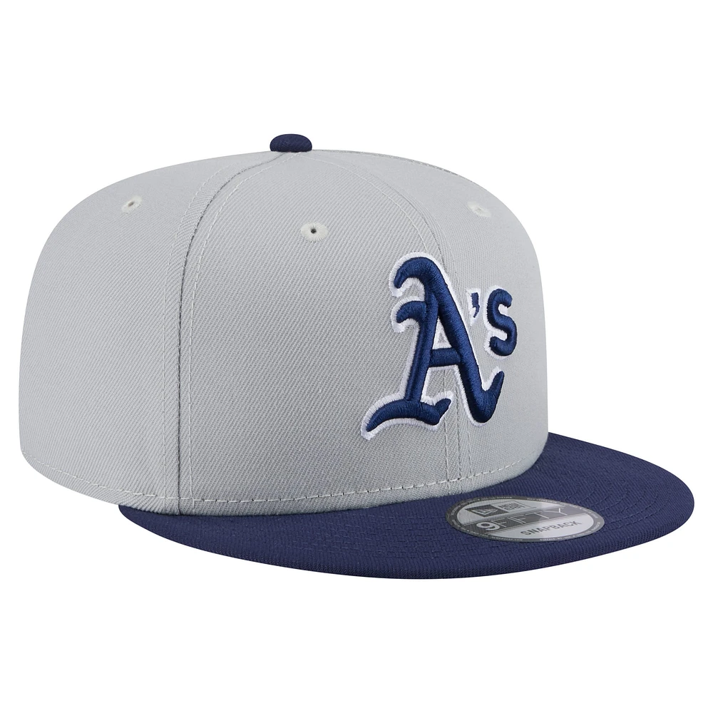 Men's New Era Gray/Navy Athletics 2-Tone Color Pack 9FIFTY Snapback Hat
