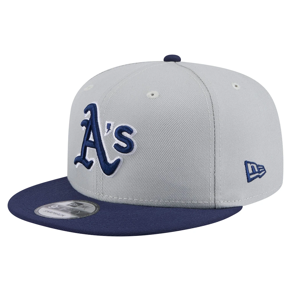 Men's New Era Gray/Navy Athletics 2-Tone Color Pack 9FIFTY Snapback Hat