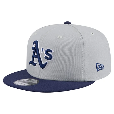 Men's New Era Gray/Navy Athletics 2-Tone Color Pack 9FIFTY Snapback Hat