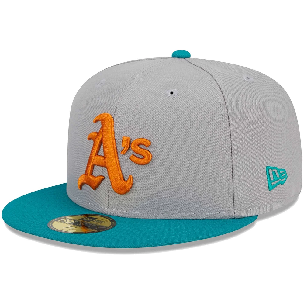 Men's New Era Gray/Teal Athletics 59FIFTY Fitted Hat