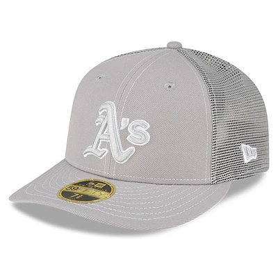 Casquette d'entraînement au bâton à profil bas 59FIFTY Athletics 2023 de New Era pour homme, grise