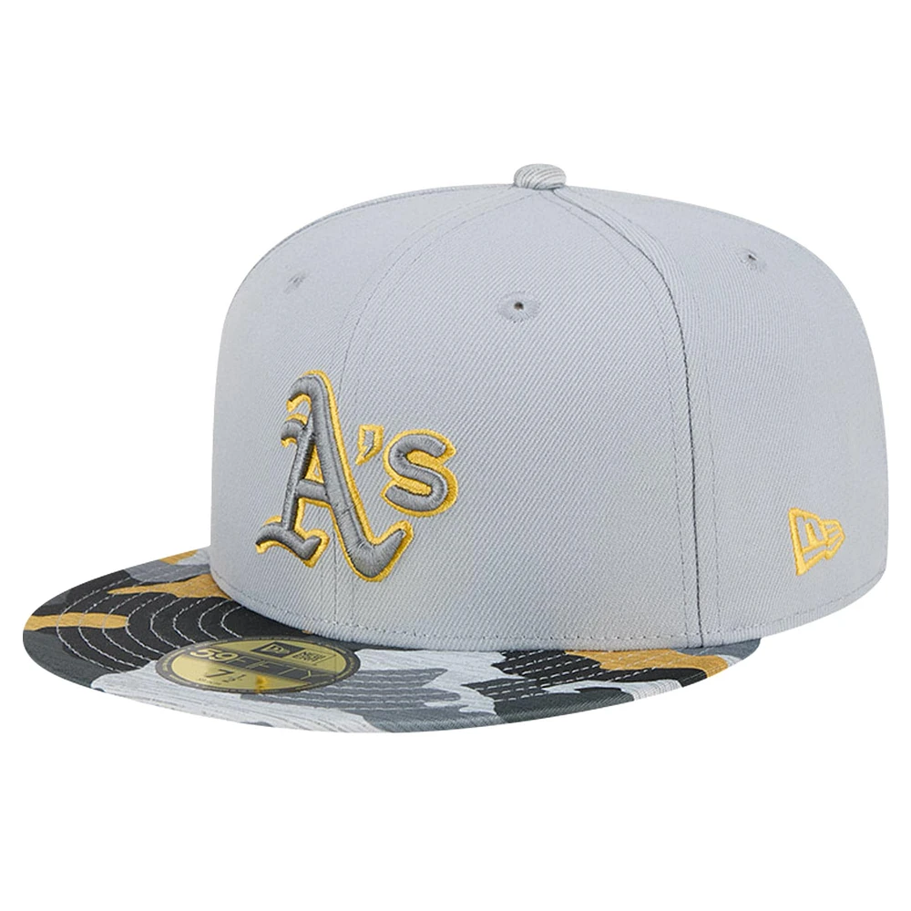 Men's New Era Gray Athletics Active Team Camo 59FIFTY Fitted Hat