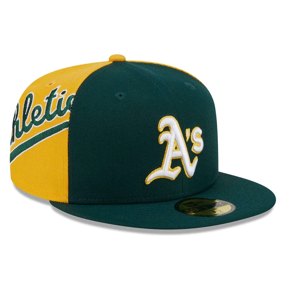 Men's New Era Green/Gold Athletics Gameday Sideswipe 59FIFTY Fitted Hat