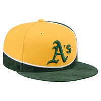 Casquette snapback en velours côtelé vert/doré Athletics Retro Split de New Era pour homme