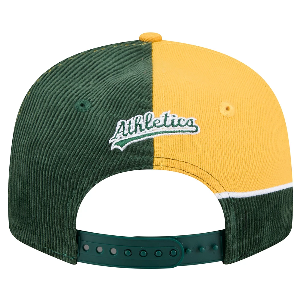 Casquette snapback en velours côtelé vert/doré Athletics Retro Split de New Era pour homme