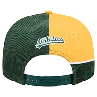 Casquette snapback en velours côtelé vert/doré Athletics Retro Split de New Era pour homme