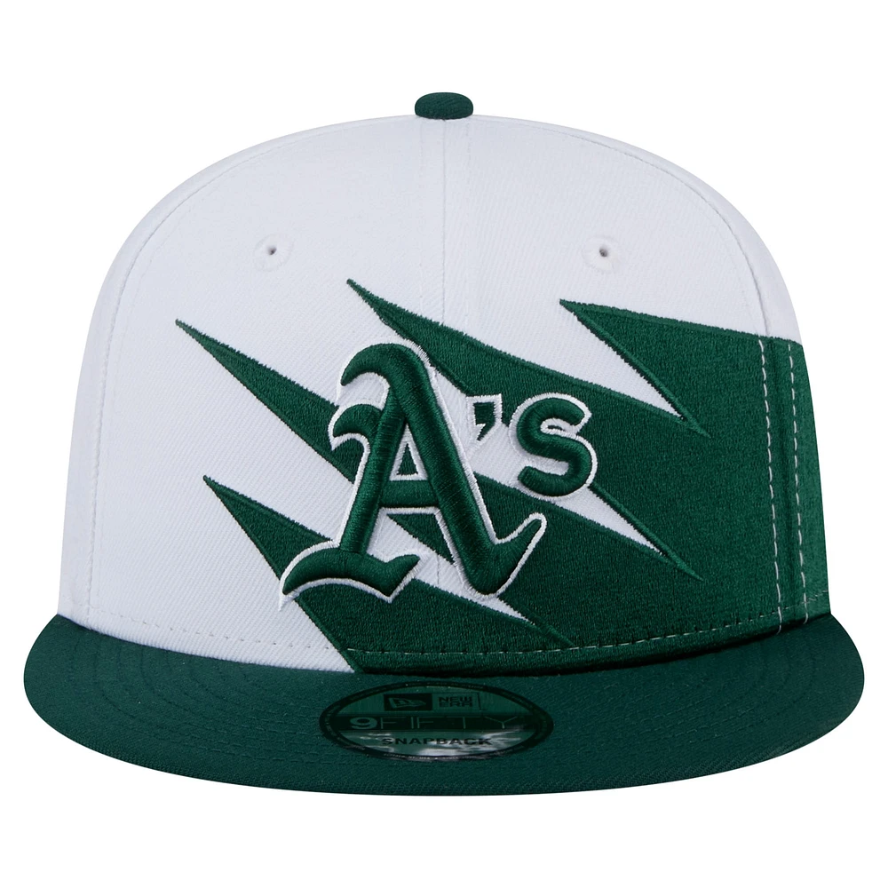 Men's New Era Green/White Athletics Jagged 9FIFTY Snapback Hat