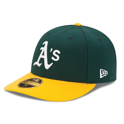 Men's New Era Green/Yellow Athletics Home Authentic Collection On-Field Low Profile 59FIFTY Fitted Hat