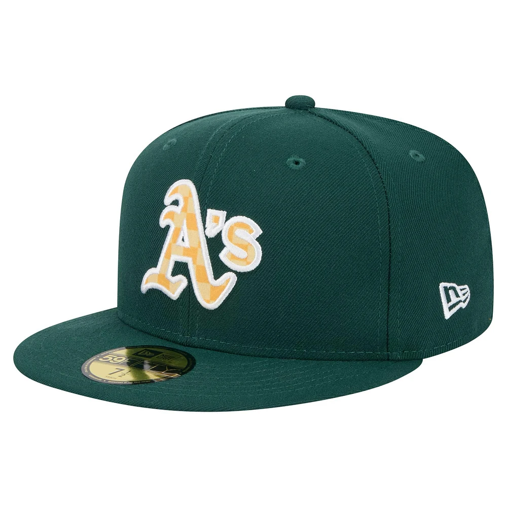 Casquette ajustée 59FIFTY Athletics verte à carreaux pour homme de New Era