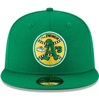 Casquette ajustée en laine 59FIFTY Athletics Cooperstown Collection pour homme de New Era Green