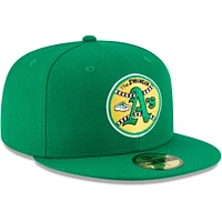 Casquette ajustée en laine 59FIFTY Athletics Cooperstown Collection pour homme de New Era Green