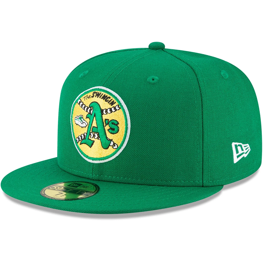 Casquette ajustée en laine 59FIFTY Athletics Cooperstown Collection pour homme de New Era Green