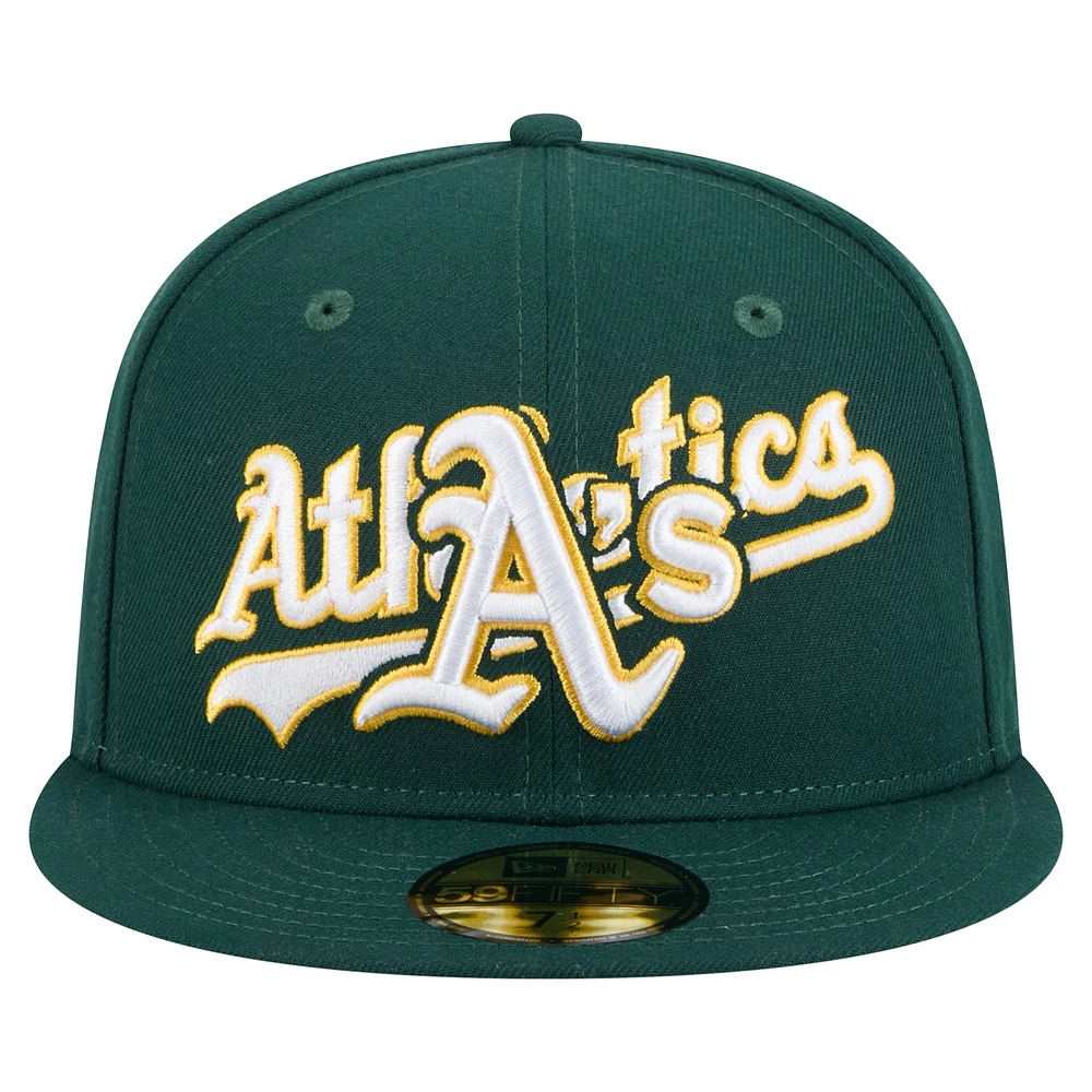 Men's New Era Green Athletics Overlap 59FIFTY Fitted Hat