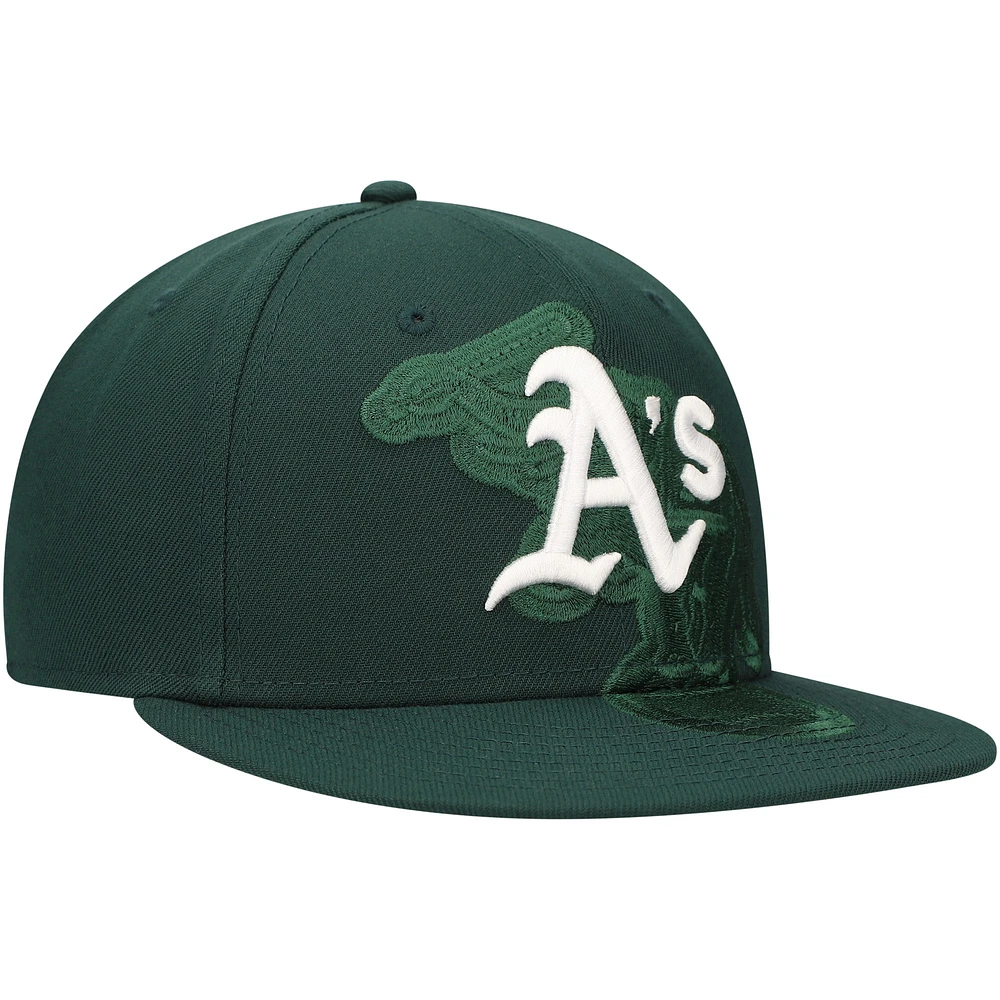 Men's New Era Green Athletics Shadow Logo 59FIFTY Fitted Hat