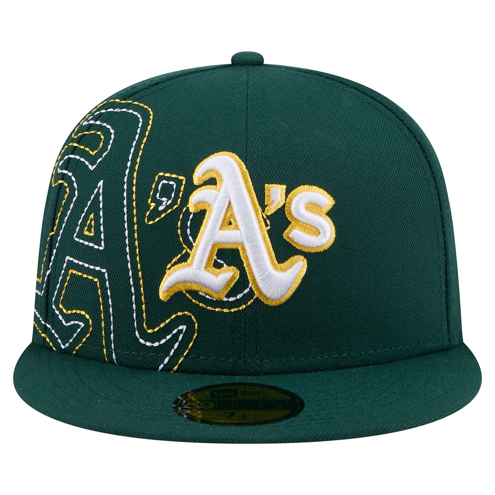 Men's New Era Green Athletics Yarn Stitch 59FIFTY Fitted Hat