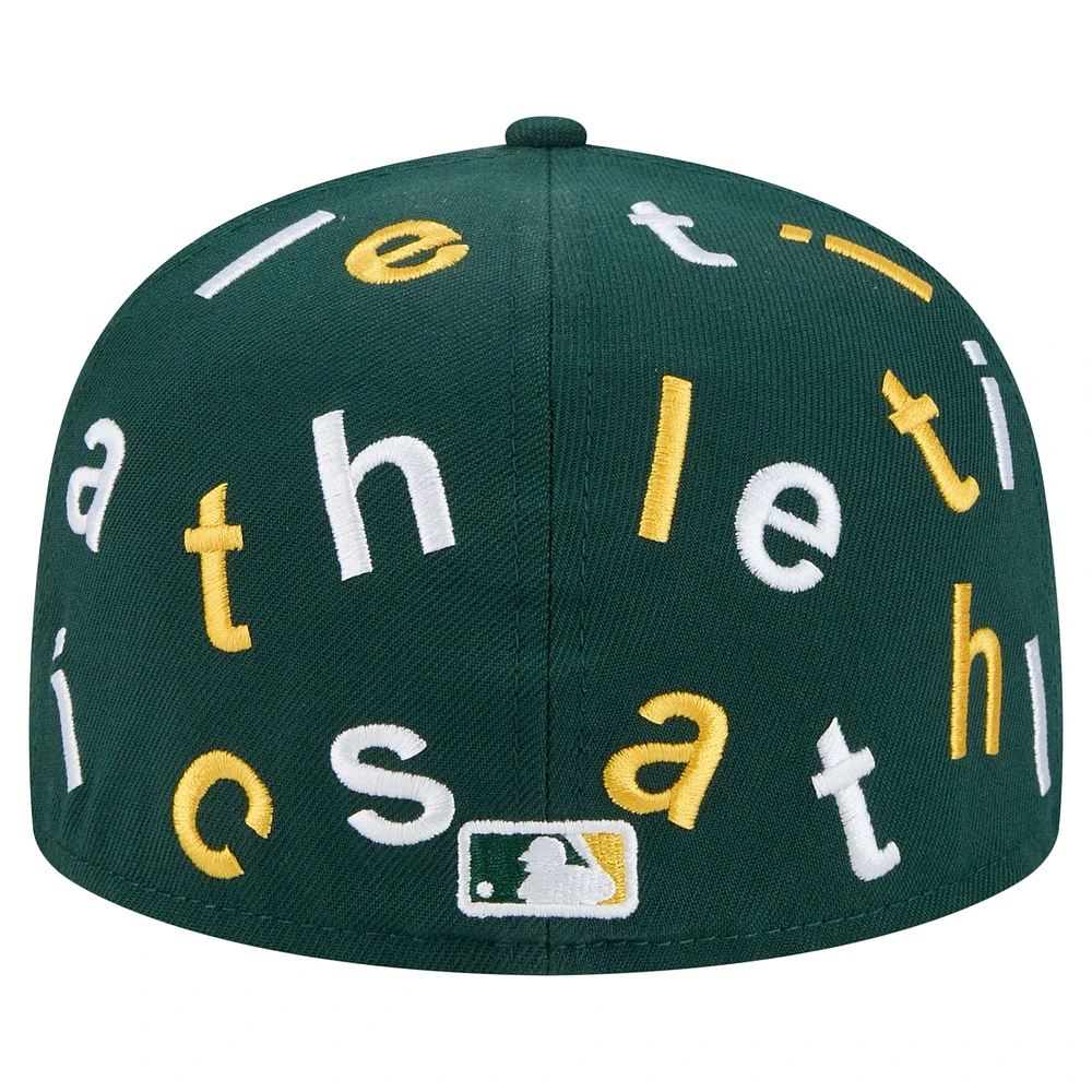 Men's New Era Green Oakland Athletics Team Confetti 59FIFTY Fitted Hat