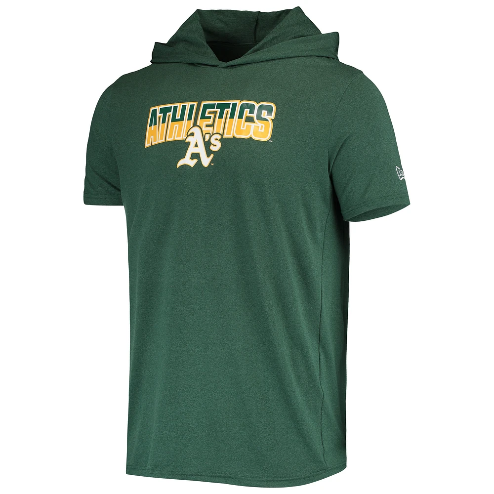 T-shirt à capuche Athletics vert chiné New Era pour homme