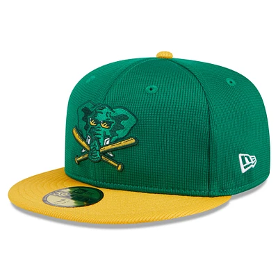 Men's New Era Kelly Green Athletics 2025 Batting Practice 59FIFTY Fitted Hat