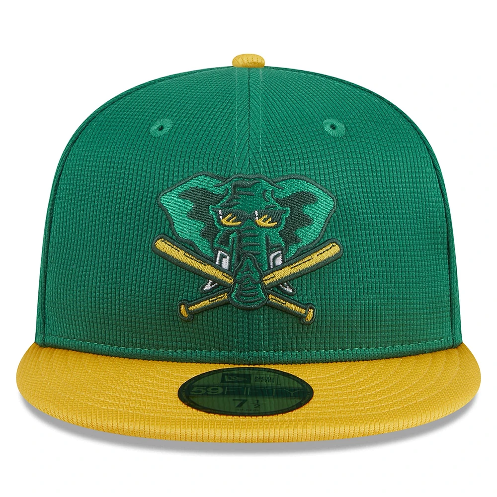 Men's New Era  Kelly Green Athletics 2025 Batting Practice 59FIFTY Fitted Hat