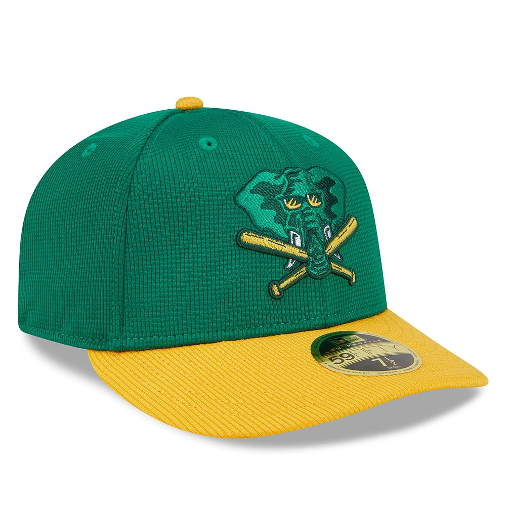 Men's New Era  Kelly Green Athletics 2025 Batting Practice Low Profile 59FIFTY Fitted Hat