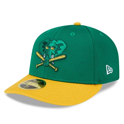 Men's New Era  Kelly Green Athletics 2025 Batting Practice Low Profile 59FIFTY Fitted Hat