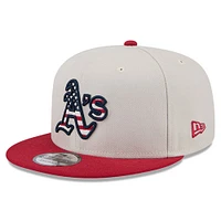 Men's New Era Khaki/Red Athletics 2024 Fourth of July 9FIFTY Snapback Hat