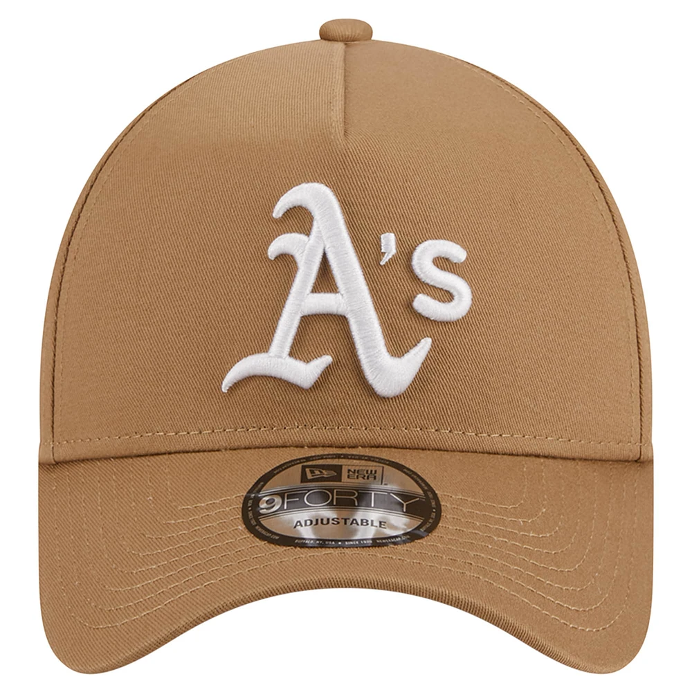 Men's New Era Khaki Athletics A-Frame 9FORTY Adjustable Hat