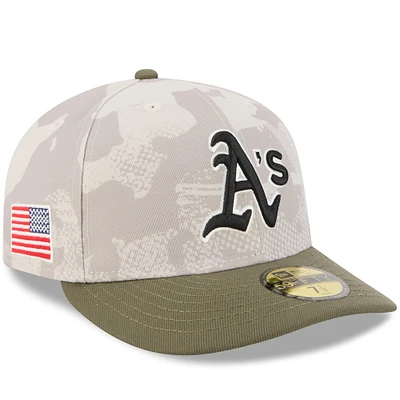 Casquette ajustée 59FIFTY Athletics 2025 Armed Forces Day pour homme, beige clair/olive, New Era