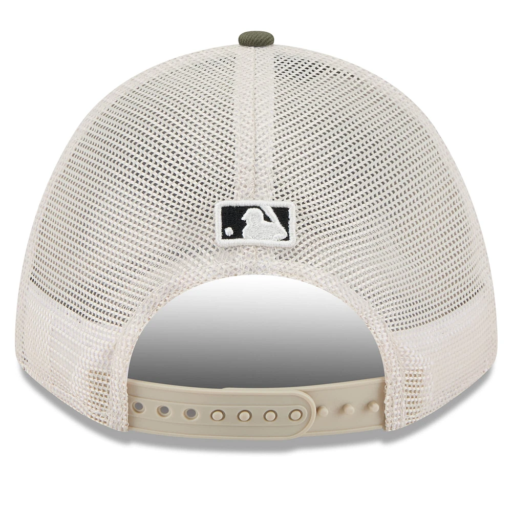 Men's New Era Light Beige/Olive Athletics 2025 Armed Forces Day 9FORTY M-Crown A-Frame Adjustable Hat