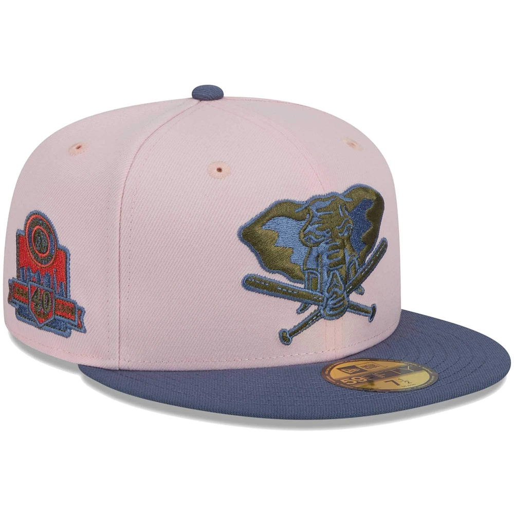 Casquette ajustée Athletics 59FIFTY pour homme New Era rose/bleu olive avec visière intégrée