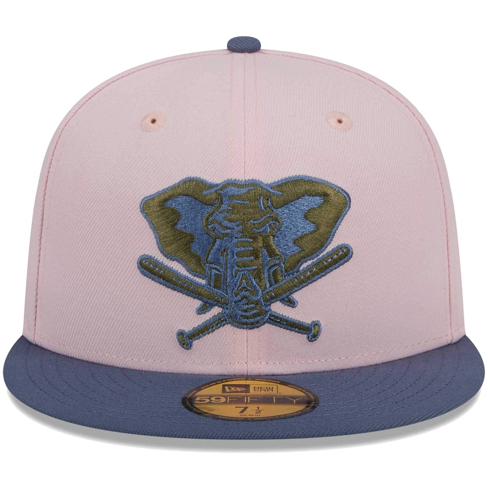 Men's New Era Pink/Blue Athletics Olive Undervisor 59FIFTY Fitted Hat