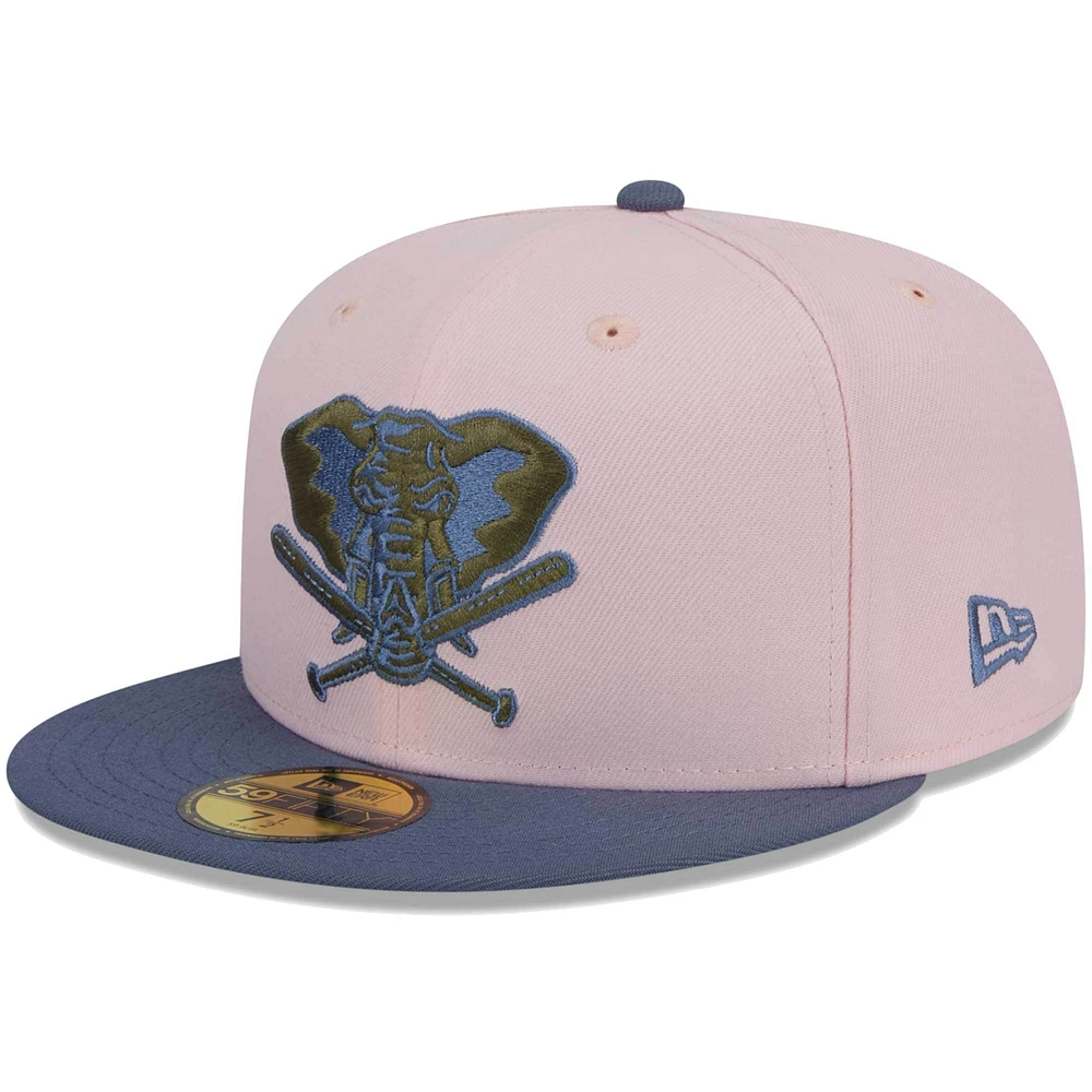 Men's New Era Pink/Blue Athletics Olive Undervisor 59FIFTY Fitted Hat