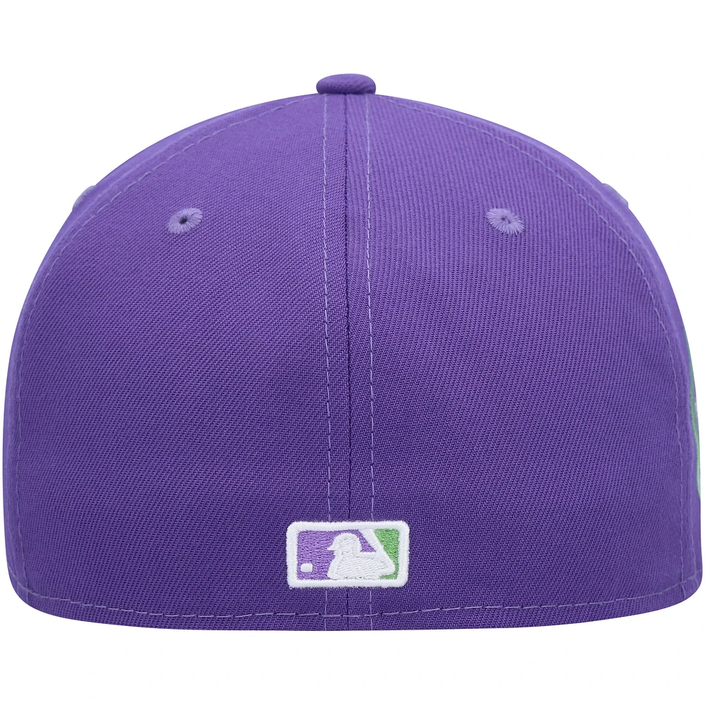 Casquette ajustée 59FIFTY Athletics Lime Side Patch pour homme de New Era Purple