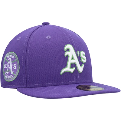 Men's New Era Purple Athletics Lime Side Patch 59FIFTY Fitted Hat