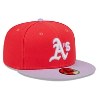 Men's New Era Red/Lavender Athletics Spring Color Two-Tone 59FIFTY Fitted Hat