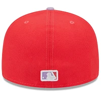 Men's New Era Red/Lavender Athletics Spring Color Two-Tone 59FIFTY Fitted Hat