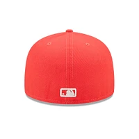 Men's New Era Red Athletics Lava Highlighter Logo 59FIFTY Fitted Hat