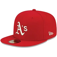 Casquette ajustée 59FIFTY blanche avec logo Oakland Athletics New Era pour homme