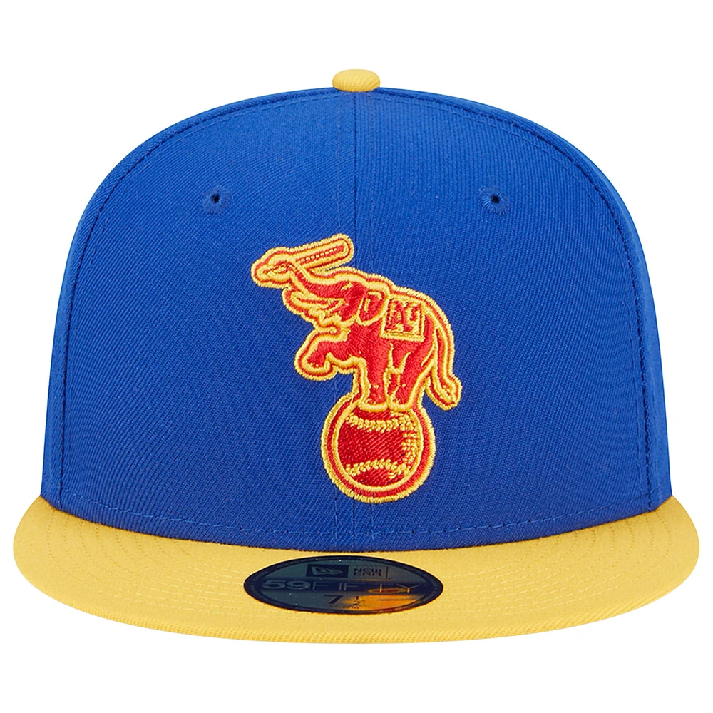 Casquette ajustée Empire 59FIFTY Athletics Royal/Jaune New Era pour homme