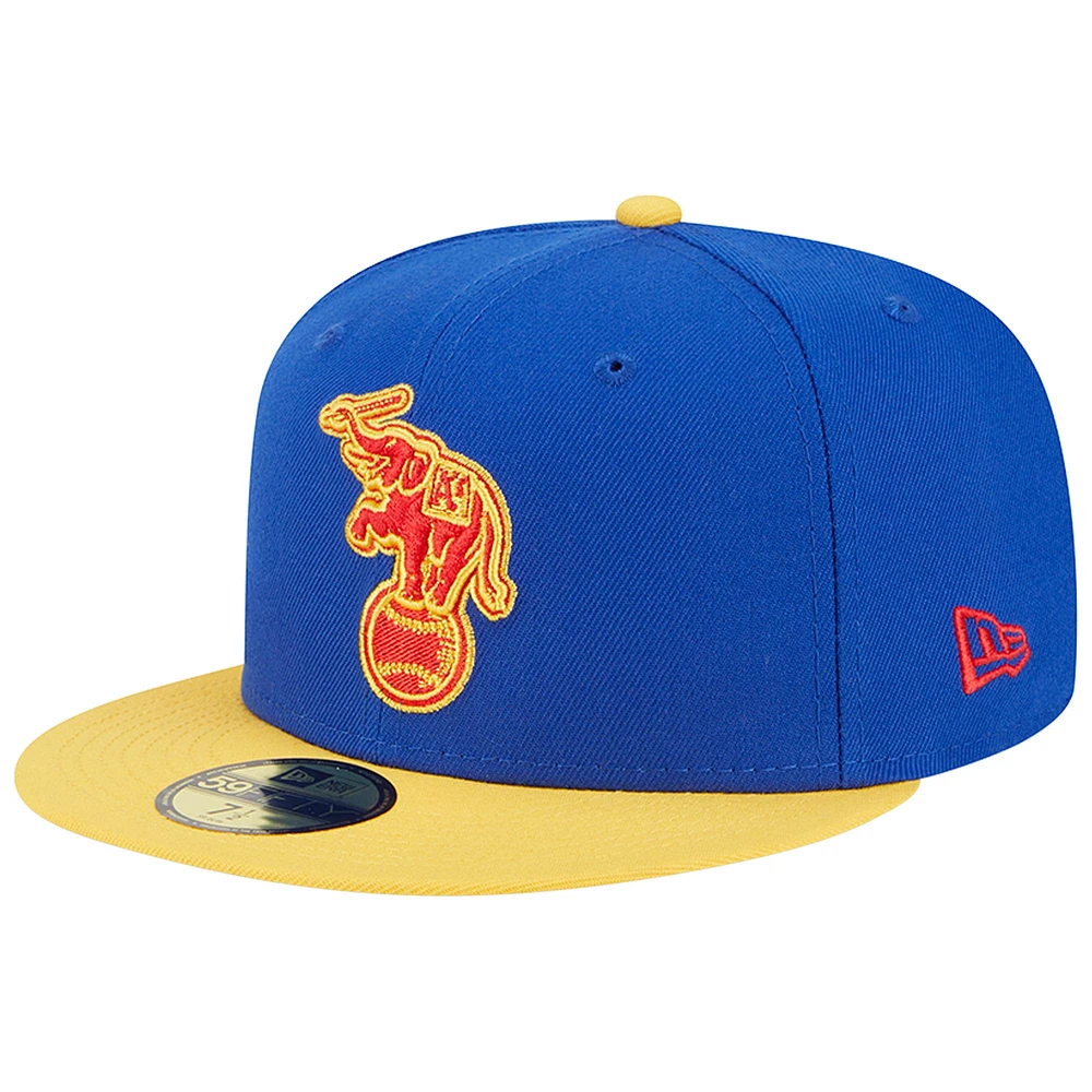 Casquette ajustée Empire 59FIFTY Athletics Royal/Jaune New Era pour homme