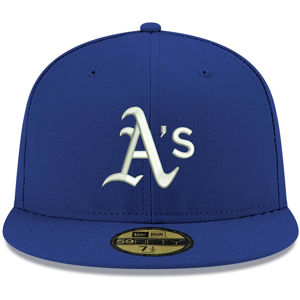 Casquette ajustée 59FIFTY blanche avec logo Royal Oakland Athletics New Era pour homme